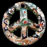 50mm lampwork glass peace sign coin pendant 40462