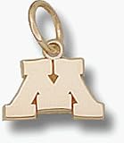 Minnesota Golden Gophers M 3/8 Charm - 14KT Gold Jewelry
