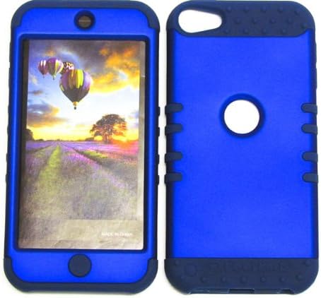 SHOCK RESISTANT HYBRID CASE, STYLUS PEN. KOOL KASE ROCKER FOR Apple IPod ITouch 5 HARD COVER AND DARK BLUE RUBBER SKIN BLUE DB-A008-IC iPod iTouch 5