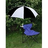 Black White Clamp On Chair Umbrella for Aluminum or Canvas Folding Chairs