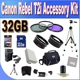 Canon T2I Accessory Saver Kit (58mm Wide Angle Lens + 58mm 2X Telephoto Lens + 58mm 3 Piece Filter Kit + 32GB SDHC Memory + Extended Life Battery + Ac/Dc Charger + USB Card Reader + Deluxe Camera Case w/Strap + Full Size Tripod + Microfiber Cleaning Cloth + LCD Screen Protectors + Mini Tripod + Accessory Saver Bundle!)