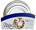 PLEXWARE Heavy Duty Plastic Disposable Plates Set with Golden Rim, 7.5 Dessert - 20 Pieces, 9 Lunch - 15 Pieces, 10.25 Dinner - 15 Pieces, Disposable Plates for Party - 50 Pieces (White)