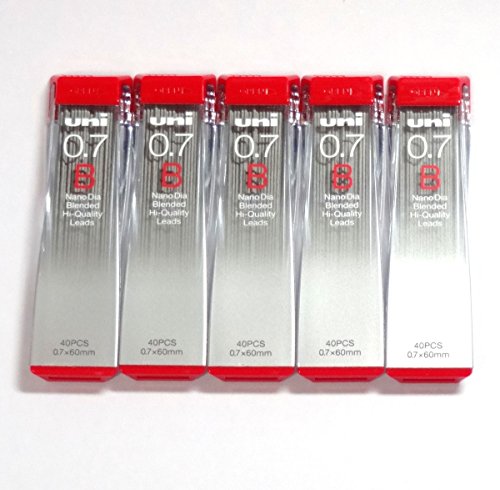 Uni NanoDia Low-Wear Pencil Leads 0.7 mm B, 40 Leads X 5 Pack/total 200 Leads (Japan Import) [Komainu-Dou Original Package]