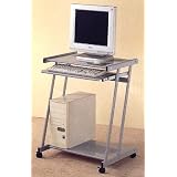 Contemporary Silver Finish Computer Workstation Office Desk Table by visiondecor Furniture