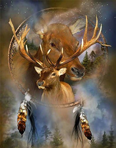 wwseven Deer DIY Diamond Painting Kit for Kids, Crystal Diamond Painting,the Best Gift for Kid's Birthday 14x16 Inch
