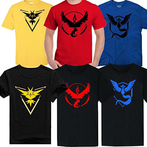 Goodcosplay Pokemon Go Team Red Valor/Yellow Instinct/Blue Mystic T Shirt Cosplay Costume Tee