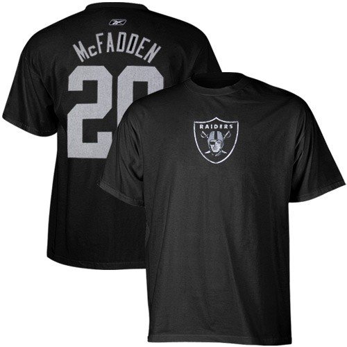 Reebok Oakland Raiders #20 Darren McFadden Black Scrimmage Gear T-shirt (X-Large)