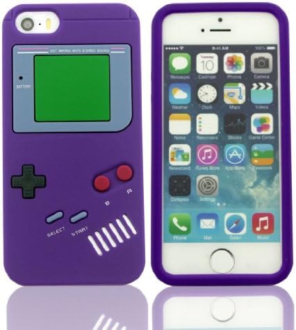 LETOiNG-5GJ#03 Silicone Gameboy Design Case / Skin / Cover for iPhone 5/5S-Purple Color