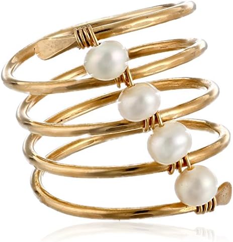 Nashelle Spiral Pearl Ring, Size 7