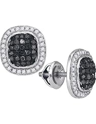 10KT White Gold 0.55 CTW-Diamond Micro-Pave Earring