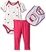BON BEBE Baby Girls' 3 Piece Set with Bodysuit Bib Turn Me Round Legging Pant