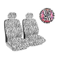 Zebra Animal Print Seat Cover Steering Wheel Set