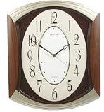 RHYTHM Arched WoodGrain Wall Clock with Silent Movement and 3D Numerals in Wooden Case