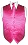 Men's Dress Vest & NeckTie Hot Pink Fuchsia Woven Neck Tie Horizontal Stripe sz XXL