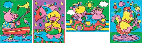 Alex Toys Paint By Number Kit, 5-Inch by, 7-Inch, 4/Pkg, Farm Friends