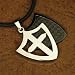 J1082 Designer Inspired Black Ancient Europe Shield Crusaders Male Pendant Stainless Steel Necklace for Men Chain on a Rubber Cord Presentation Box