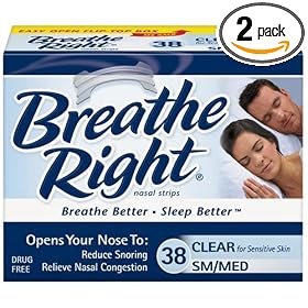 Breathe Right Nasal Strips, Small/Medium, Clear, 38-Count Boxes (Pack of 2)