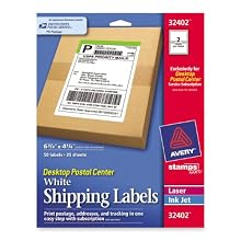 Avery Stamps.com Desktop Postal Center:  White Shipping Labels, 6.75 inches x 4.25 inches, Pack of 50 Labels (32402)