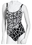 Carol Wior Women's Slim Suit Black Sand Beach Ring Tank, Black/White