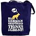 Canvas Tote Bag Navy Blue  My German Shepherd Thinks I Am Great  Dog
