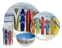 Sakura Surf's Up 16-Piece Melamine Set, Service for Four