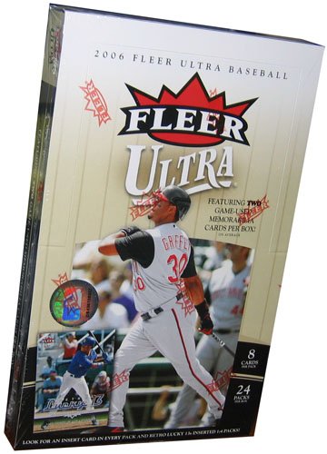 2006 Fleer Ultra Baseball Cards Unopened Hobby Box (24 packs per box, 8 cards per pack, 2 autograph or memorabilia cards per box + 1 insert per pack)