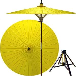 Japanese Garden Decor - 84 Lemon Oriental Patio Umbrella and Bamboo Stand by 