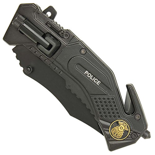 LED Flashlight Tactical Rescue Pocket Knife Police 602589280813