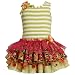 Bonnie Jean TODDLERS 2T-4T GREEN WHITE STRIPED MULTI TIERED MIX-PRINT DROP WAIST Special Occasion Flower Girl Easter Party Dress