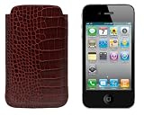 Lucrin - Etui pour iPhone 4 - cuir de veau façon crocodile