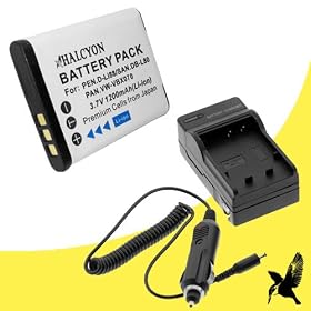 Halcyon 1200 mAH Lithium Ion Replacement Battery and Charger Kit for Sanyo DB-L80 and Sanyo VPC-CA100, VPC-CA102, VPC-CG10, VPC-CG100, VPC-CG20, VPC-CS1 , VPC-GH1, VPC-GH2, VPC-GH3, VPC-GH4, VPC-PD1, VPC-PD2