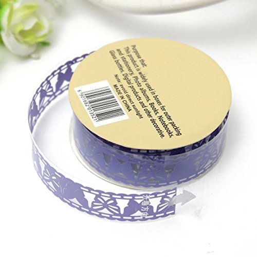 KING DO WAY DIY Hollow Lace Butterfly Style Adhesive Marking Label Tape Scrapbook Sticker Paper Diary Decoration Roll 1.8CM X 1M purple