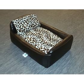 Zippy Pet Dog Bed - Faux Leather Divan - Medium - Colour Black/Leopard