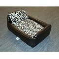 Zippy Pet Dog Bed - Faux Leather Divan - Medium - Colour Black/Leopard