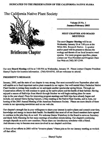 Magazines: Bristlecone Chapter Cnps Newsletter