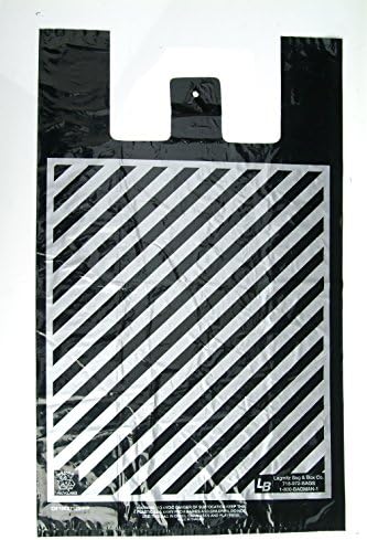 Plastic Shopping Bags, 500pcs"Super Jumbo" Size:20x8x32, 1.6 Mil EX-HEAVY Black Bags with Silver Stripes, 27.9 Cents Per Bag, 139.99 per case.