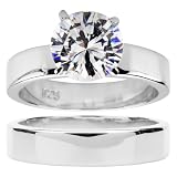 Ashlynn's Polished CZ Solitaire Wedding Ring Set