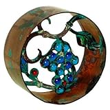 ブロック 塀 飾りブロック シャインガラス銅製丸型ラウンド190(ブドウ) 燻し銅色