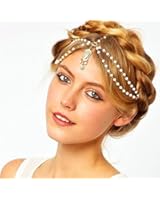 1PC VINTAGE DECO 20s FLAPPER IVORY PEARL HEADBAND GREAT GATSBY WEDDING Head Chain