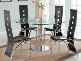 5pc Dining Table & Chairs Set with Lazy Susan Metal Silver Finish Review