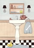 Yorkie (Yorkshire Terrier) Enjoying Bath Time / Lynch Folk Art Print