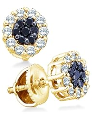 14k Yellow OR White Gold Black and White Round Diamond Channel Set Stud Earrings (1/2 cttw)