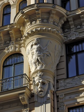 Art Nouveau Architecture, 13 Alberta Iela, Riga, Lativa, Baltic States Photographic Poster Print by Gary Cook, 9x12