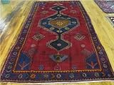 IMAGE OF 4'11 x 10'0 Red Persian Hand Knotted Wool Hamedan Runner Rug