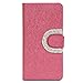 Fosmon CADDY-SEMI Leather Wallet Flip Cover Case for HTC One Max T6 (Hot Pink)