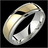 Aldabella - Stunning Two Tone Comfort Fit Wedding Band for Him & Her! Custom Made! Choose your Size.