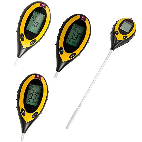 4 in 1 Professional LCD Garden Soil Tester Temperature Moisture Sunlight PH Meter