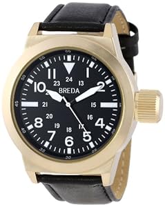 Breda Men's 1638-gold/black Leo Screw-Cap Crown Oversized Watch