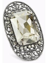 Liz Palacios "Piedras" Silver Swarovski Crystal Filigree Ring