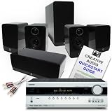 Onkyo TX-SR507 AV Receiver (Silver) + Q Acoustics 2000 Cinema 5.1 Award-winning Speakers (Gloss Black) + Creative Audio £165 cable bundle (see below for details) + Creative Audio Quickstart Guide. 2 Year Guarantee.